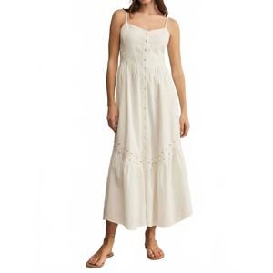 NEW Z SUPPLY citadelle embroidered linen maxi dress in white